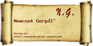 Nemcsek Gergő névjegykártya